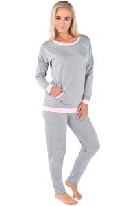 Pizama Damska Model Abba dł.r. dł.sp. Melange/Pink