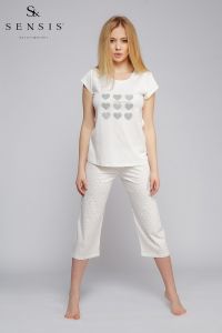 Piżama Damska Model Heart Ecru
