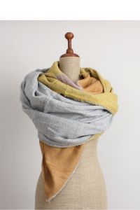 PIĘKNY SZAL W ROZMIARZE XXL SZ-ZAR-33 szary/żółty