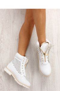 AŻUROWE TIMBERKI ZŁOTY SUWAK R103 WHITE