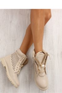 AŻUROWE TIMBERKI ZŁOTY SUWAK R103 BEIGE