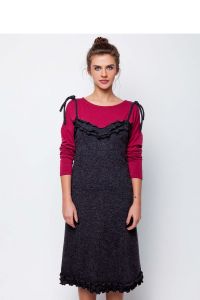Ciepła sukienka na cienkich ramiączkach GR1575 Dark Grey
