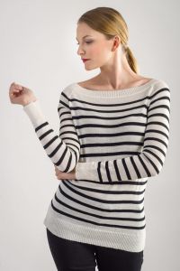 Sweter Damski w Paski P08 White/Black
