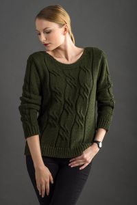 Sweter Damski w Warkocze W06 Khaki