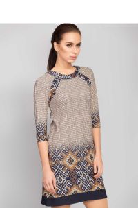 Sukienka  z okrągłym dekoltem MM1067 Beige