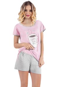 Piżama Damska Model Coffee kr.r. kr.sp. Pink