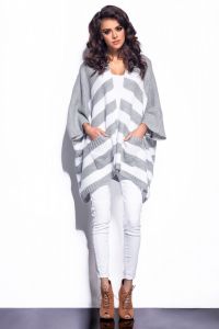 Sweter Damski Model LS178 Light Grey/White
