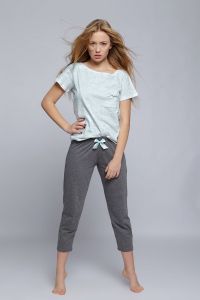 Piżama Damska Model Karen 3/4 spodnie Green/Grey