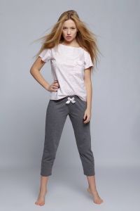Piżama Damska Model Karen 3/4 spodnie Pink/Grey