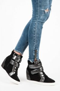 MODNE SNEAKERSY NA RZEPY Czarny CNB6683B