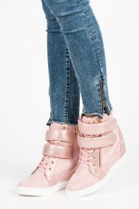 MODNE SNEAKERSY NA RZEPY Różowy CNB6683P