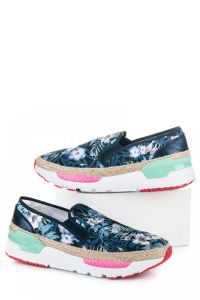 SLIPONY ESPADRYLE NA PLATFORMIE Niebieski CNBK1730201MA