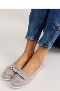 PASTELOWE MOKASYNY Z FRĘDZELKAMI T261 GREY