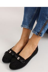 PASTELOWE MOKASYNY Z FRĘDZELKAMI T261 BLACK