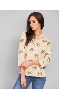 Sweter z tkaniny bawełnianej z oryginalnym nadrukiem MM2035 Beige