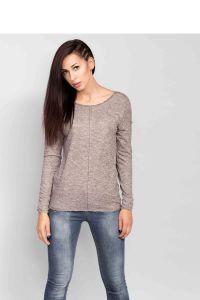 Sweter melanżowy z okrągłym dekoltem MM2025 Beige