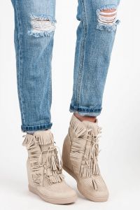 AŻUROWE SNEAKERSY Z FRĘDZLAMI  CNB6372BE