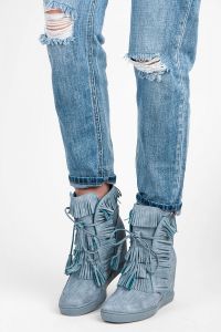 AŻUROWE SNEAKERSY Z FRĘDZLAMI Niebieski CNB6372BL