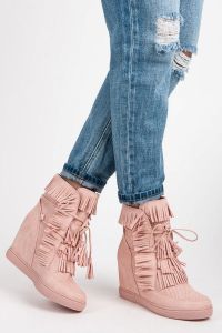 AŻUROWE SNEAKERSY Z FRĘDZLAMI Różowy CNB6372P