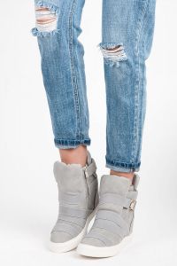 SNEAKERSY Z OZDOBN? SPRZ?CZK? Szary CNBAF-24G