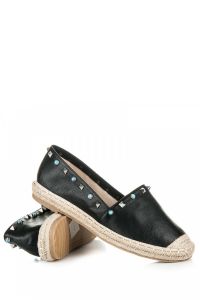CZARNE ESPADRYLE Z D?ETAMI Czarny CNBLX05B
