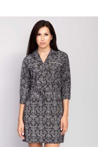 Krotka sukienka z naturalnej bawełny czarny z ornamentem MM1018 Black