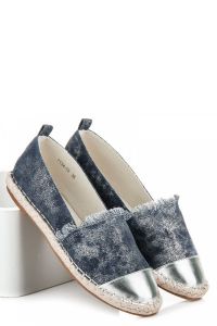 GRANATOWE ESPADRYLE ZE SREBRNYM NOSKIEM CNB7134-13N Niebieski