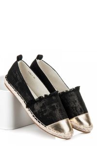 CZARNE ESPADRYLE ZE Z?OTYM NOSKIEM CNB7134-1B Czarny
