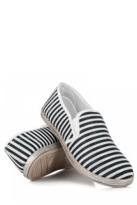 BROKATOWE ESPADRYLE W PASKI CNB6598B Czarny