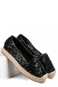 KORONKOWE ESPADRYLKI Z CEKINAMI CNB7137-41B Czarny