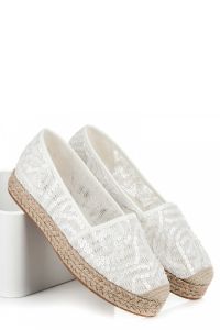 KORONKOWE ESPADRYLKI Z CEKINAMI CNB7137-41W Biały