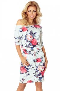 Sukienka Model 13-49 Ecru/Red Flowers