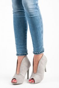 ELEGANCKIE BOTKI OPEN TOE Szary