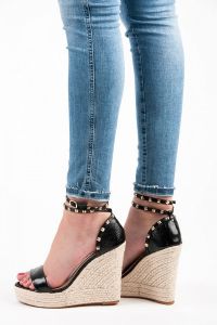 SANDA?Y ESPADRYLE NA KOTURNIE Czarny